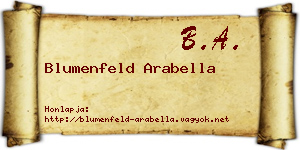 Blumenfeld Arabella névjegykártya